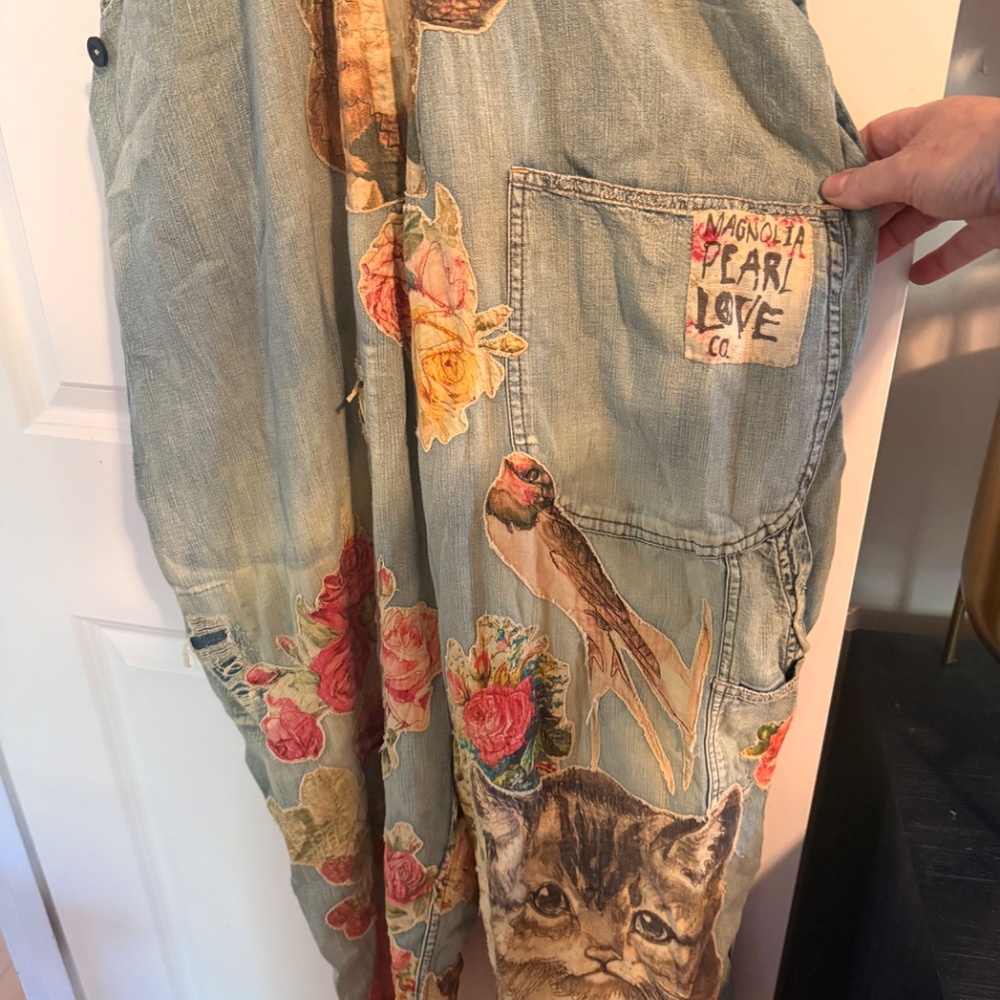 Magnolia Pearl "Floral Kitty" Overalls - Brand New! - Picture 6 of 15